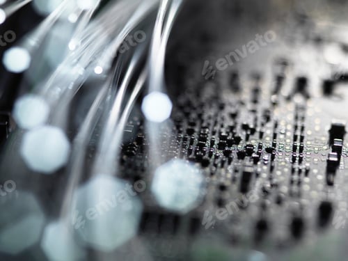Preview: Closeup of electronic circuit board with selective focus