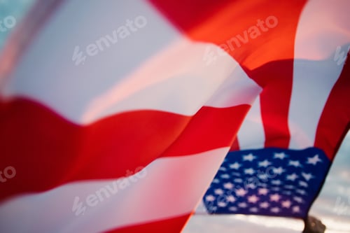 Preview: American flag waving in the wind.