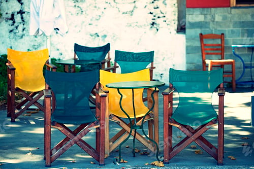 Preview: Cozy terrace on a greek street.