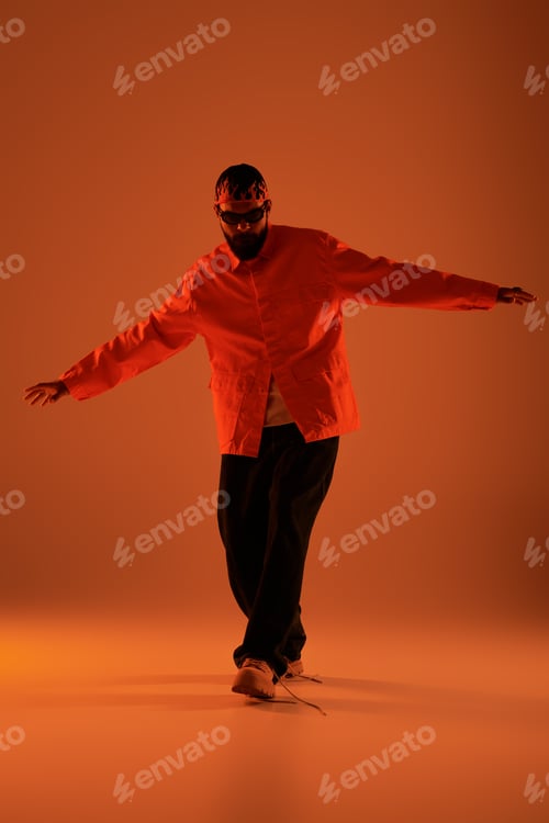 Preview: Stylish young man embracing vibrant summer vibes in an artistic setting