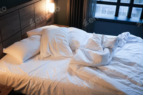 Preview: messy bed in early morning , messy bed after waking up