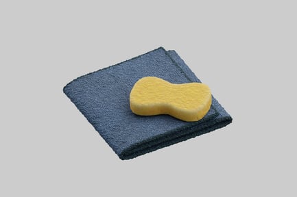 Blue terry cloth and sponge
