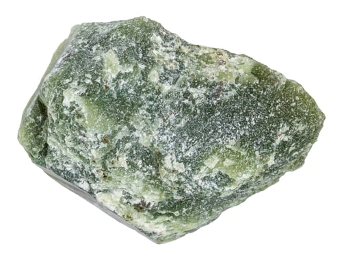 Preview: raw green nephrite mineral isolated on white
