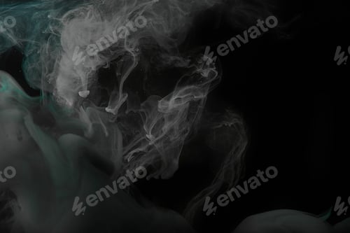 Preview: abstract grey paint swirls on black background