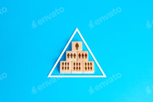 Preview: Blocks pyramid symbolizes the hierarchy of society / company organization model. Conformism system