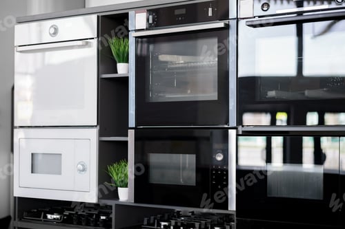 Preview: Electrical ovens, home appliances in the store