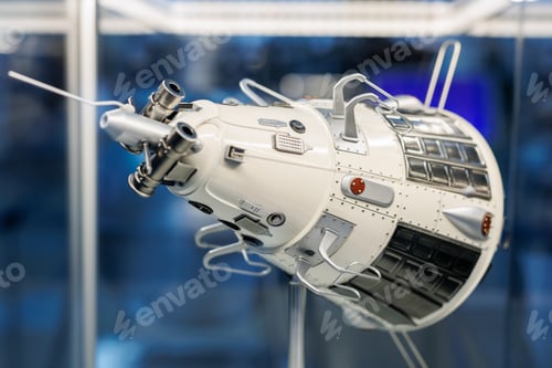 Preview: Space capsule model for exploration. Space travel and science fiction concept.