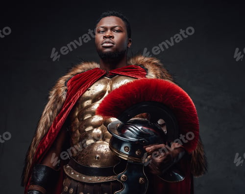 Preview: Antique roman legionary with helmet of african ethnic