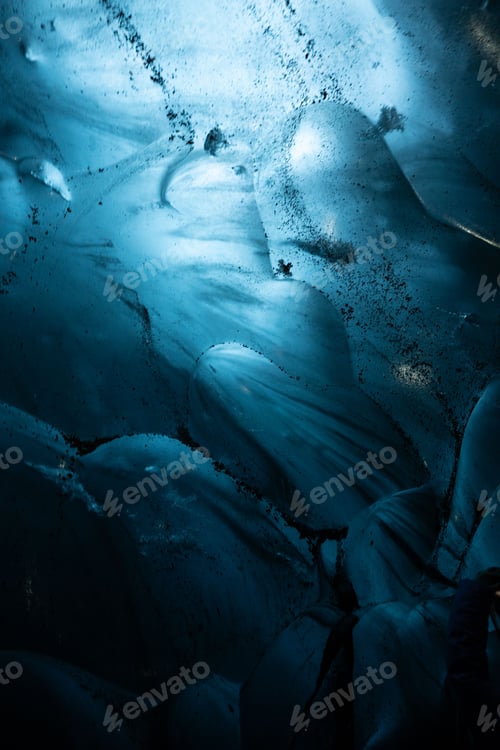 Preview: Abstract glacier ice formations in blue hues.