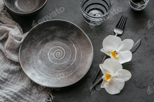 Preview: Elegance table setting in dark grey color