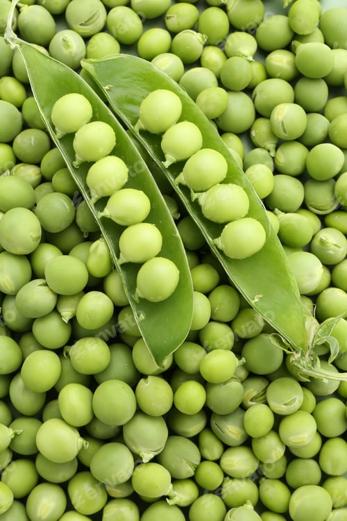 Preview: Pile of fresh green peas as background, top view