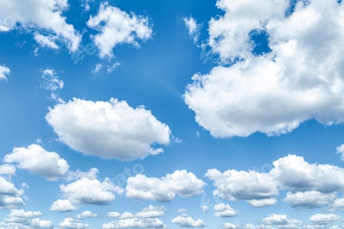 Preview: Beautiful blue sky and white cumulus clouds abstract background. Cloudscape background. Blue sky