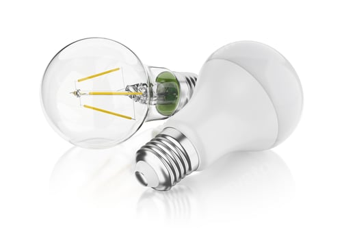 Preview: LED filament bulbs isolated on white. 3D rendering illustration.