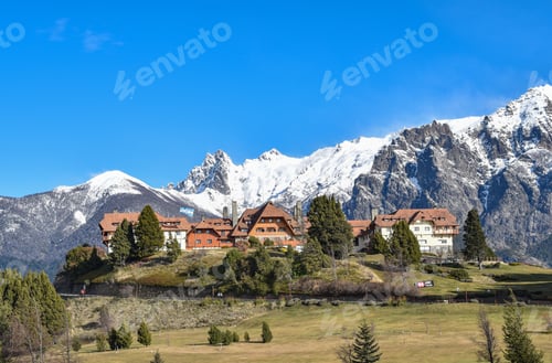 Preview: Hotel with a mountain on the background Bariloche, Argentina
