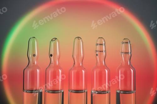 Preview: Ampoules for injection against the background of a bright orange circle.