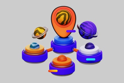 Preview: Abstract Composition with Orange, Yellow, and Blue Objects