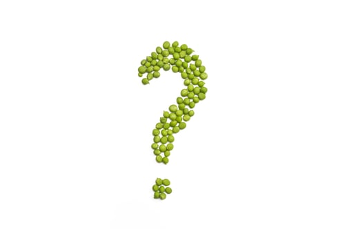 Preview: The question mark is a concept. green polka dots on a white background