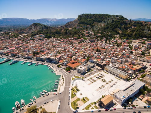 Preview: Aerial view of Zakynthos city in Zante island, in Greece