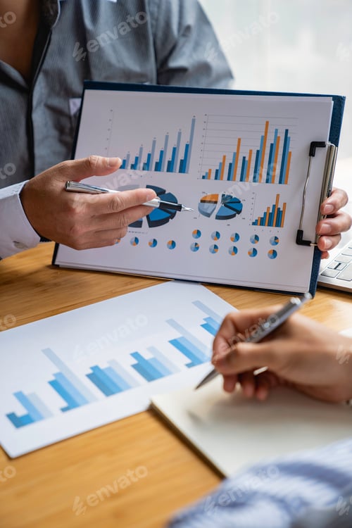 Preview: Business advisor analyzing financial figures denoting the progress Internal Revenue Service checking