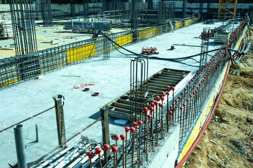Preview: Formwork of the foundations of a building under construction.