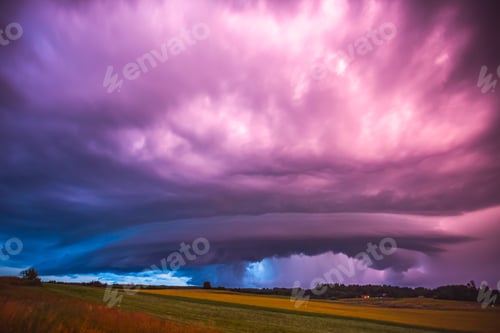 Preview: Supercell storm clouds with intense tropic rain