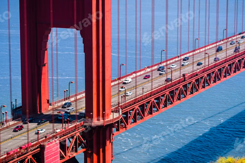 Preview: Aerial view of traffic on Golden Gate Bridge, San Francisco, California
