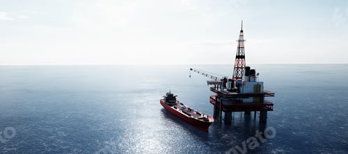 Preview: Oil platform on the ocean. Offshore drilling for gas and petroleum