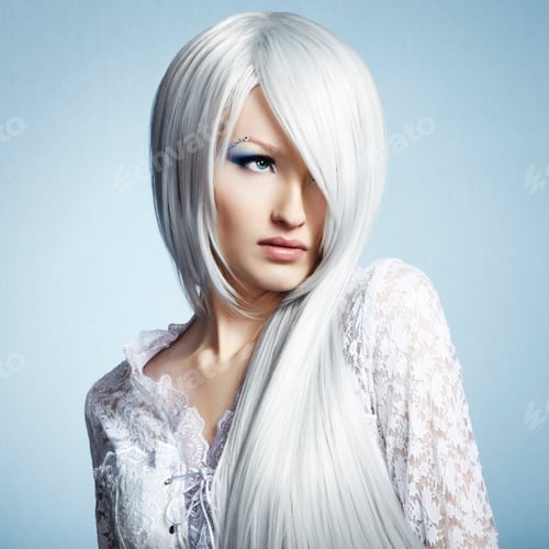 Preview: Fashion portrait of a young beautiful blonde woman. Winter Makeu