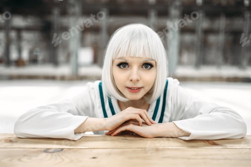 Preview: Anime style blonde lady with cold face