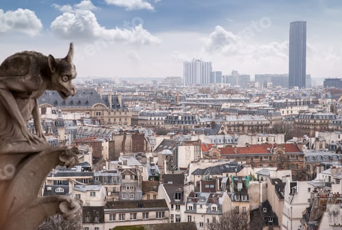 Preview: paris cathedral notre dame gorgoyle view cityscape