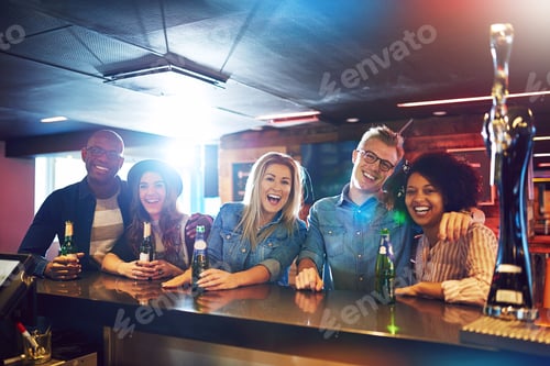 Preview: People at bar counter looking at camera