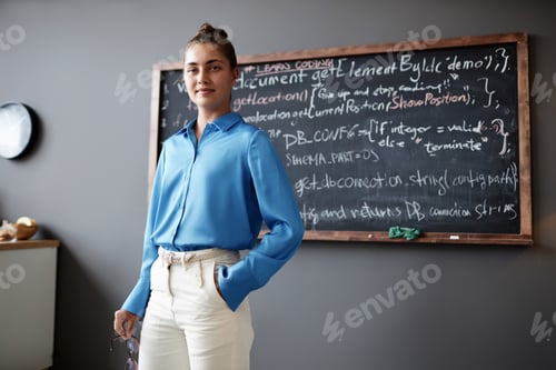 Preview: Young IT teacher standing in the classroom