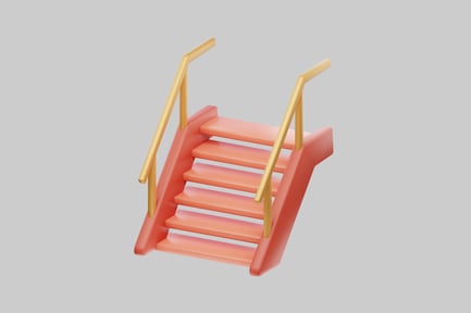 Preview: Cartoon peach steps with rails