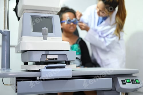 Preview: Autorefractor for ophthalmological examination in ophthalmologist clinic.