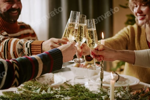 Preview: Friends Clinking Glasses of Champagne