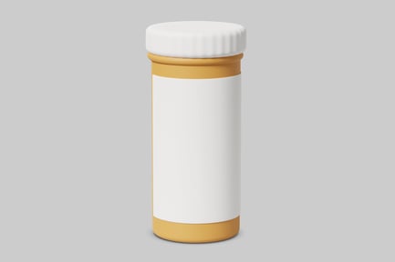 Preview: Cylindrical container with white cap and gold-colored base