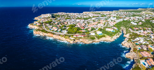 Preview: Aerial drone view of Torre del Ram, Manorca, Spain