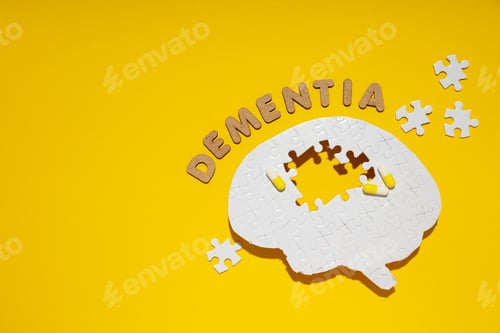 Preview: Dementia and parkinson's disease, ADHD, composition for head disease theme, space for text
