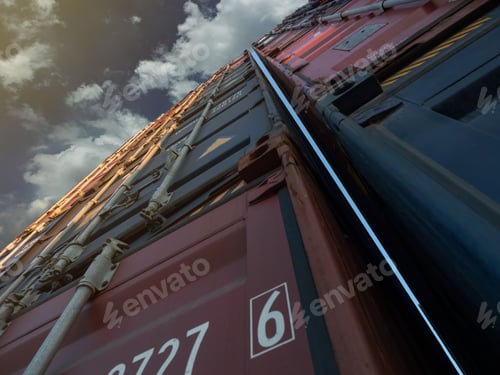 Preview: blue sky cloud white background container copy space logistic transportation industry shipping busin