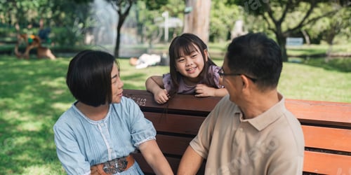 Preview: Family day, family picnic together at the park. Retired grandparent take granddaughter to relax and