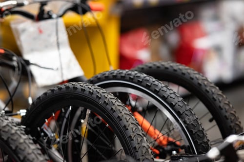Preview: Bicycle shop, rows of new bicycles, cycling shop