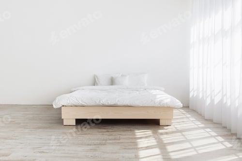 Preview: Simple minimalist house design, mockup for ad, blog about interior. Real photo
