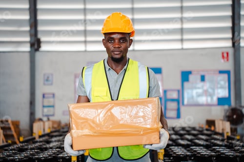 Preview: Warehouse worker logistic team working in packed goods warehouse for industry business of delivery