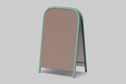 Preview: Freestanding sign with green frame and brown front panel