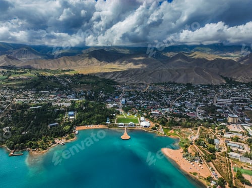 Preview: Aerial View of Cholpon Ata and Issyk Kul Lake