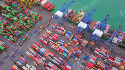 Preview: container cargo ship in the export and import business and logistics. Shipping to the harbor