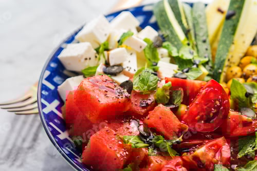 Preview: Chickpea watermelon salad with feta and tomatoes