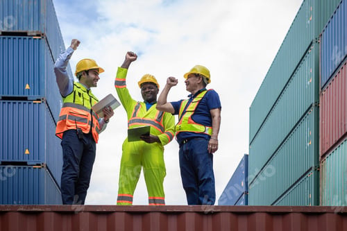 Preview: Foreman or worker work at Container cargo site check up goods in container.
