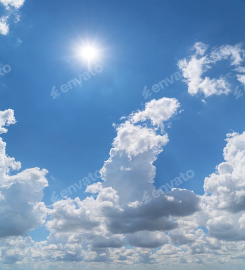 Preview: Blue Sky with White Clouds and Shining Sun