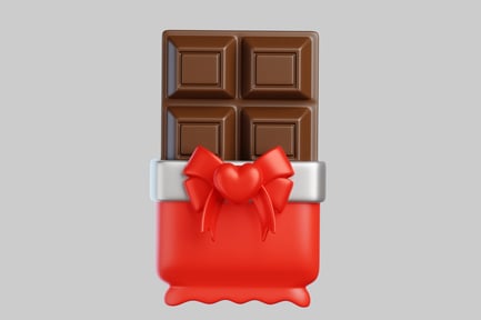 Preview: Chocolate bar with red and white wrapper and red bow